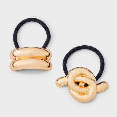 Hair Twister Ponytail Cuff Set 2pc - A New Day Gold: Solid Elastic Hair Accessories, All Hair Types