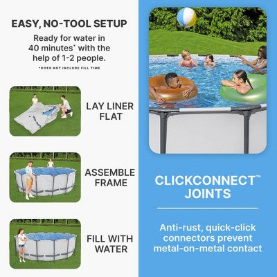 Bestway Steel Pro MAX 15 Foot by 48 Inches Round Above Ground Family Swimming Pool Set Outdoor Steel Frame with Filter, Pump, Ladder, and Cover, Gray (LOCAL PICKUP ONLY)