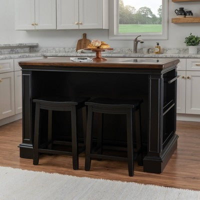 Powell Posie Kitchen Island with 2 Stools Black (LOCAL PICKUP ONLY)
