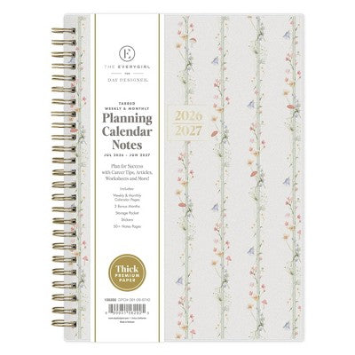 The Everygirl 5.875"x8.625" 2026-2027 Blue Sky Weekly/Monthly Planner Notes Fable Vines Frosted