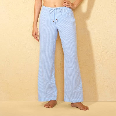 Women's Striped Low-Rise Swim Cover Up Pants S