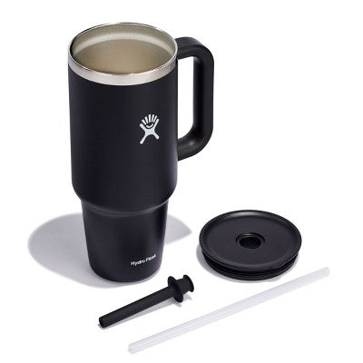 Hydro Flask 40oz All Around Travel Straw Tumbler - Black: Double-Wall, BPA-Free, Spillproof