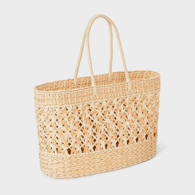 Straw Tote Handbag - Shade & Shore Natural/Ivory XL