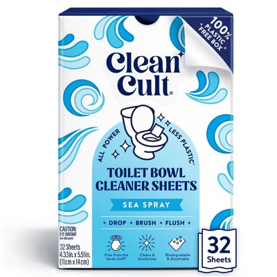 Clean Cult Toilet Bowl Cleaner Sheets - Sea Spray - 32ct: Ceramic Surface, Cleans, Eliminates Odors, Stains