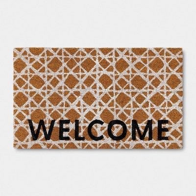 1'6"x2'6" Welcome Rectangle Outdoor Door Mat White - Threshold (LOCAL PICKUP ONLY)