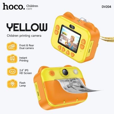 hoco. Kids Dual-Cam Digital Print Camera, Yellow
