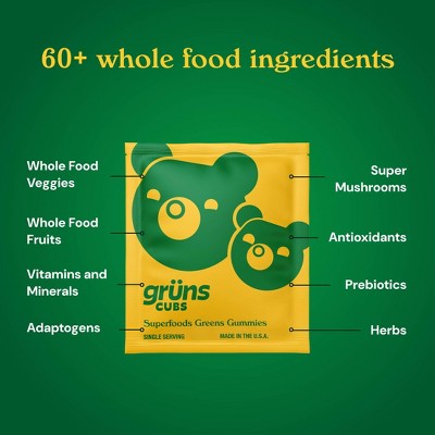 Gruns Kids' Low Sugar Superfoods Greens Gummies - 96ct/12 Servings
