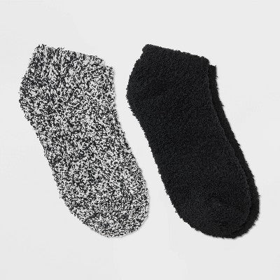 Women's Marled 2pk Cozy Low Cut Socks - Auden Black 4-10: Knit, Lightweight, Tagless, Recycled Polyester