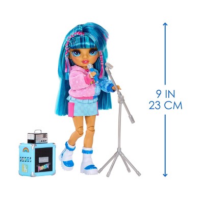 Rainbow High Jr High Rock Band - Skyler, Blue 9" Fashion Doll with Microphone, Stand and Stickers