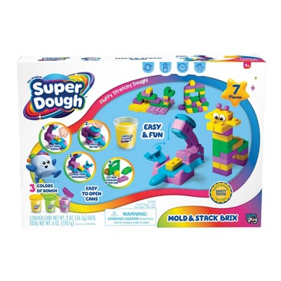 Born to Play Original Super Dough Mold and Stack Brix Maker Set Kids Creative Play Brick Extruder + Molds
