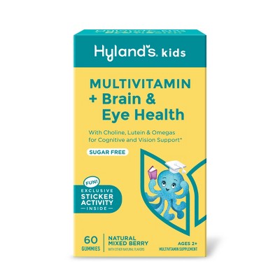 Hyland's Kids Multivitamin + Brain & Eye Health, Sugar-Free Gummies - 60ct: Mixed Berry Flavor