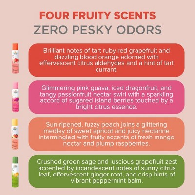 Citrus Magic Assorted Sprays Air Fresheners Peach/Dragonfruit/Grapefruit/Citrus & Sage - Non-Powered Liquid - 3oz/4ct