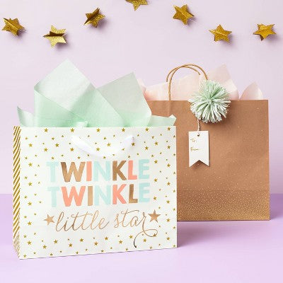 Medium 'Twinkle Twinkle Little Star' Baby Shower Gift Bag - Spritz