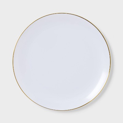 8ct White with Gold Trim Dinner Plastic Plates - Spritz"