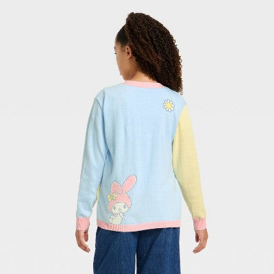 Girls' Hello Kitty and FriendsCardigan Sweater Blue/Yellow/Pink M
