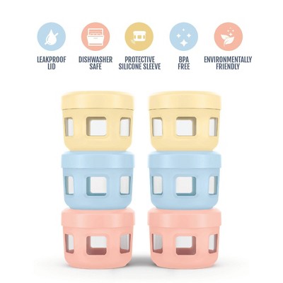 Ello 12pc (Set of 6) Glass Condiment Food Storage Containers Multicolor Pastels