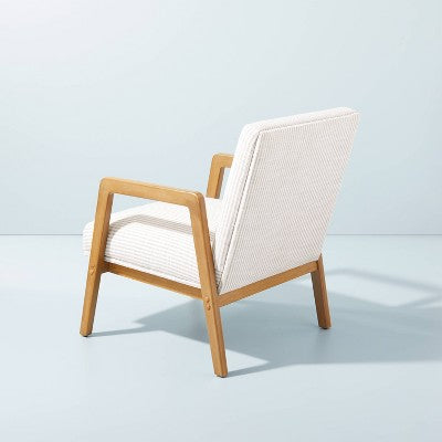 Upholstered Wood Framed Accent Arm Chair - Cream/Gray Stripes - Hearth & Hand with Magnolia (LOCAL PICKUP ONLY)