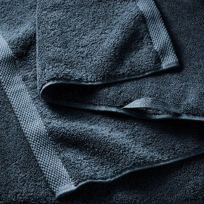 2pk Organic Hand Towel Dark Mineral Blue - Casaluna