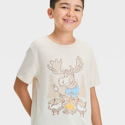 Boys Short Sleeve Smore Moose Graphic T-Shirt Cat & Jack Beige L