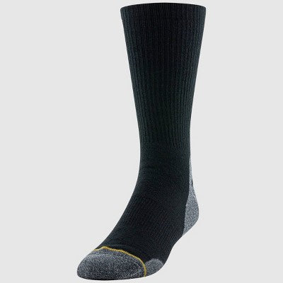 Signature Gold by Goldtoe Men's Heavyweight Tec Crew Boot Socks 2pk - Black/Gray/Charcoal 6-12