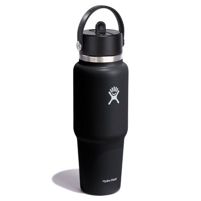 Hydro Flask 32oz Wide Mouth Flex Straw Travel Bottle - Black: Vacuum-Insulated, BPA-Free