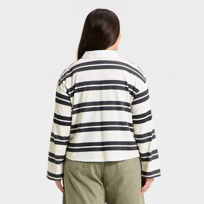 Women's Long Sleeve Button-Down Polo T-Shirt X