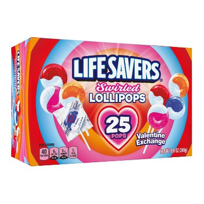 Life Savers Valentine's Swirled Lollipops Exchange Box Candies - 8.8oz/25ct