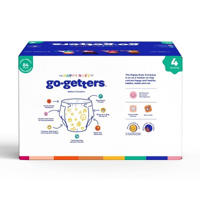 Happy Hues Go-Getters Disposable Diapers - Size 4 - 84ct: Hypoallergenic, Wetness Indicator, Elastic Stretch Sides