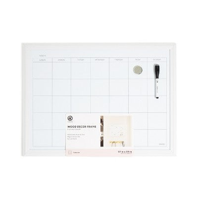 U Brands 17"x23" Thin Decor Frame Dry Erase Calendar White