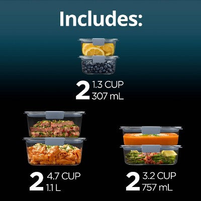 Rubbermaid Brilliance 12pc Food Storage Container Set Blue
