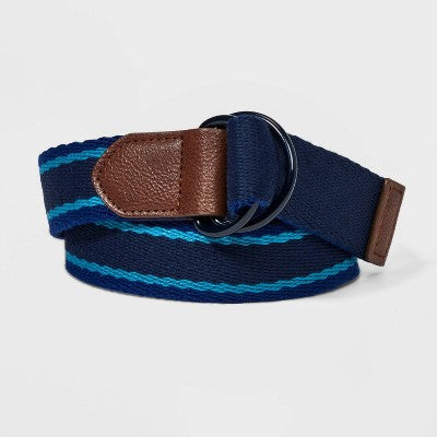 Kids' Reversible Striped Belt - art class Blue M