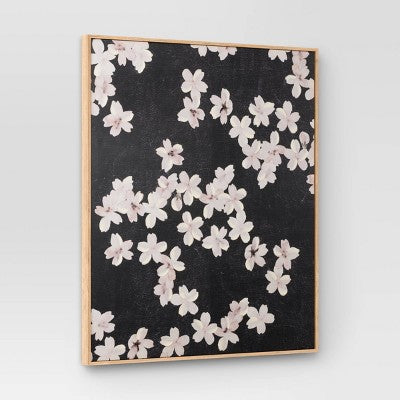 30" x 36" Ditsy Floral Framed Canvas Natural - Threshold: Botanical Wall Art, Polystyrene Frame (LOCAL PICKUP ONLY)