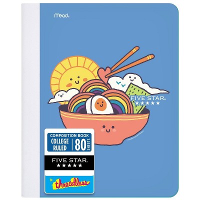 Five Star 7.5"x9.75" College Ruled Threadless Composition Book Rainbow Ramen