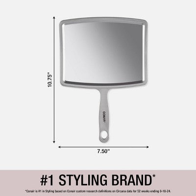 Conair Large Surface Rectangular Mirror - Standard Magnification - Handheld - Rose Gold or Silver