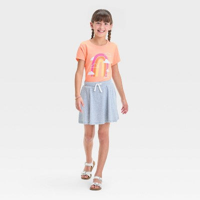 Girls' Rainbow Graphic T-Shirt - Cat & Jack Peach Orange M