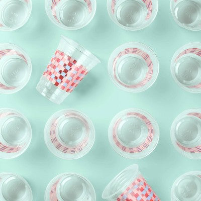 Disposable Clear Cup - Red Blue Checkered - 18oz/30ct - up&up
