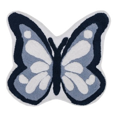 24"x26" Butterfly Non-Skid Bath Rug Blue - NatureStep (LOCAL PICKUP ONLY)