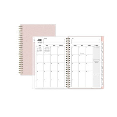 Blue Sky 5"x8" 2025-2026 Weekly/Monthly Wirebound Planner Frosted Glitter Sorbet Pink