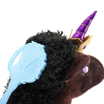 Animal Adventure 4.5'' Afro Unicorn Laying Unicorns Plush Dark Brown
