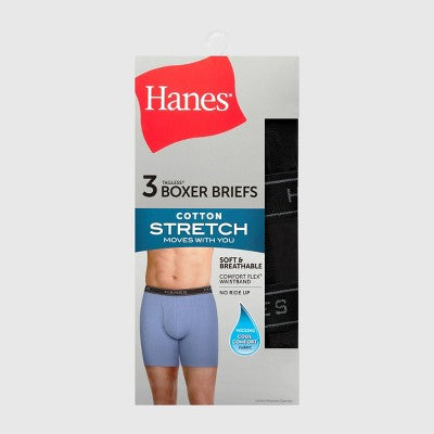 Hanes Premium Men's Cotton Stretch Boxer Briefs - Black M
