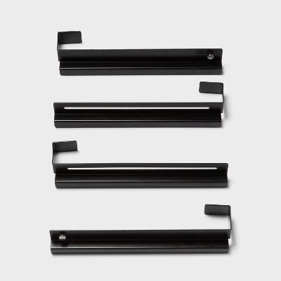 Undershelf Rail Storage Kit - Brightroom: Steel Shelf Dividers, Black Utility Shelf Parts, 8-Piece Set