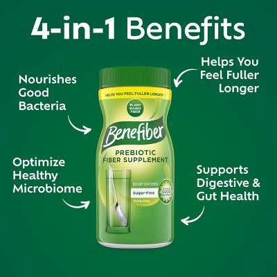 Benefiber Prebiotic GLP-1 Friendly Fiber Powder Unflavored - 76 Teaspoons - 5.1oz