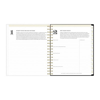 Day Designer 2025 Daily/Monthly Planner 10.16"x9.49" Wirebound Rugby Stripe Black: Adult Calendar, Tabs, Paper 8x10
