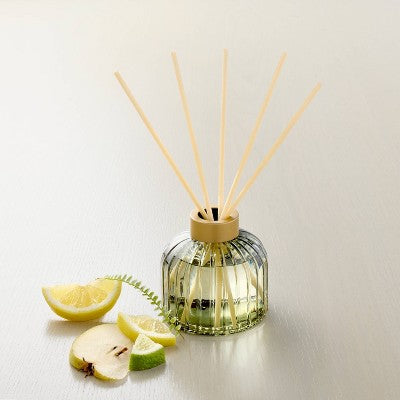 8.45 fl oz Ribbed Glass Diffuser Bergamot - Hearth & Hand with Magnolia