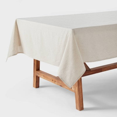 60"x84" Linen Blend Tablecloth - Threshold: Rectangle, Solid Cream, Traditional Style, OEKO-TEX Certified