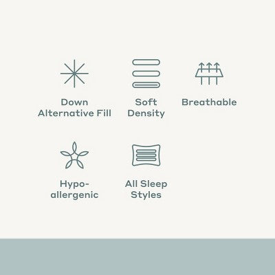 Standard/Queen Soft Customizable Down Alternative Bed Pillow Outer Comfort Cover White - Casaluna: Hypoallergenic, 300 Thread Count