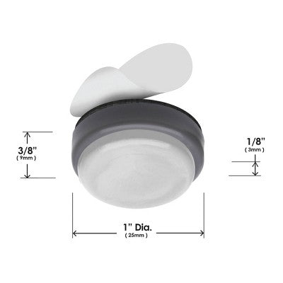 Gorilla Glid 1" Round Gorilla Glide Chair Slider Glide: Floor Chair Protector Pads, Gray, 16 Pack, Floor Care Accessories
