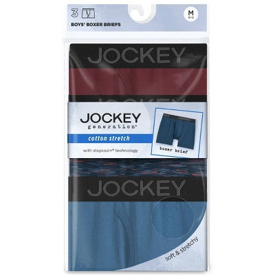 Jockey Generation Boys' 3pk Stretch Boxer Briefs - Blue/Red M