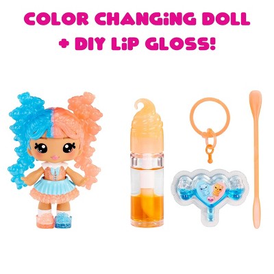 Yummiland Lip Gloss Doll: Mystery Color Change - Gwen Gummybear Includes DIY Lip Gloss + Removable Keychain