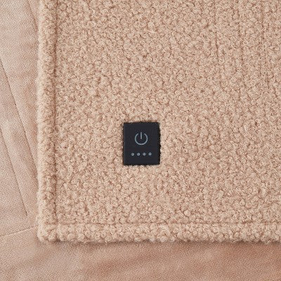 Brookstone Heated Coziest Throw Boucle Brown